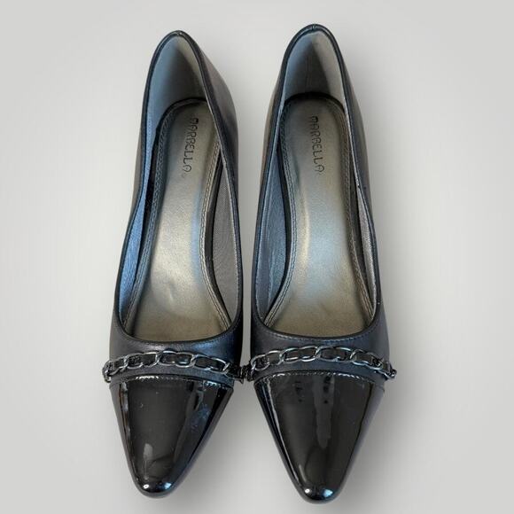 Marbella Faux Leather Patent Heel Pump Pointed Toe Slip On Shoes Size 9.5 Black - Picture 3 of 13